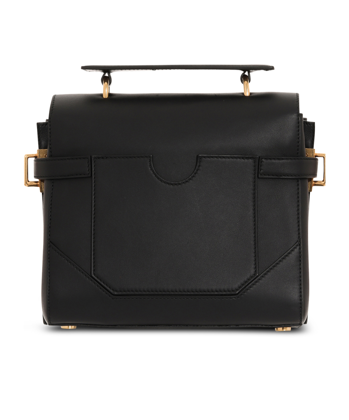 Balmain B-buzz 23 Monogram Leather Top Handle Bag In Black