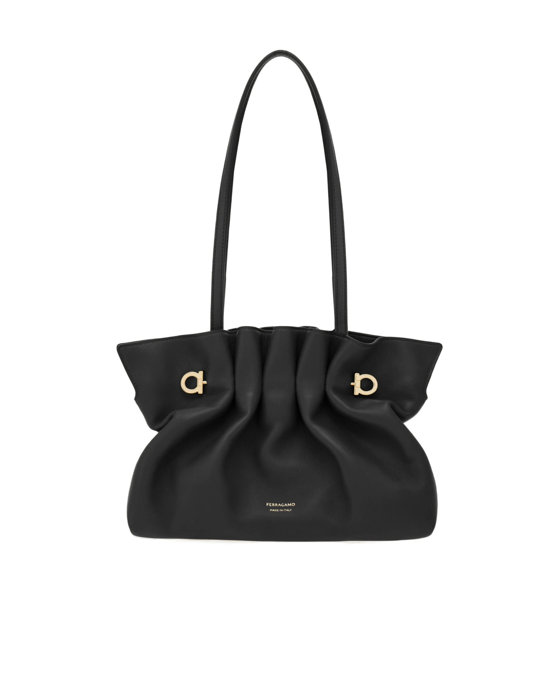 Ferragamo Medium Pleated Nappa Leather Shoulder Bag In Multi