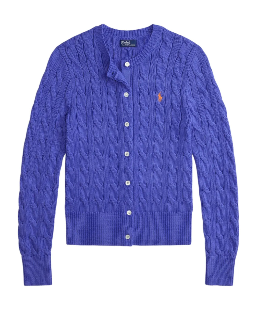 Polo Ralph Lauren Cable-knit Button-up Cardigan In Purple
