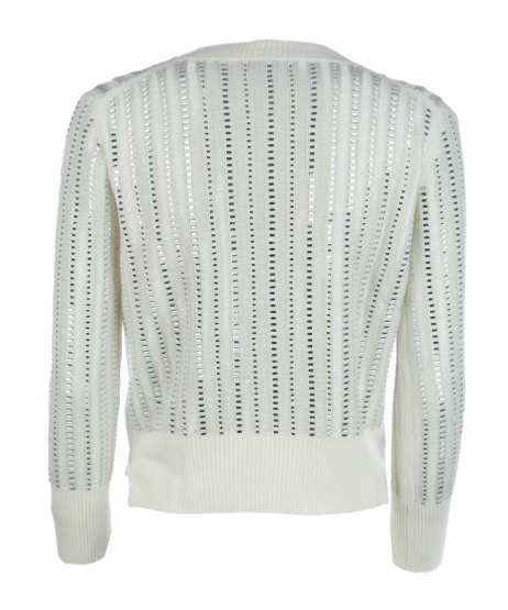 Ermanno Scervino Sequin-embellished Ribbed Cardigan In White