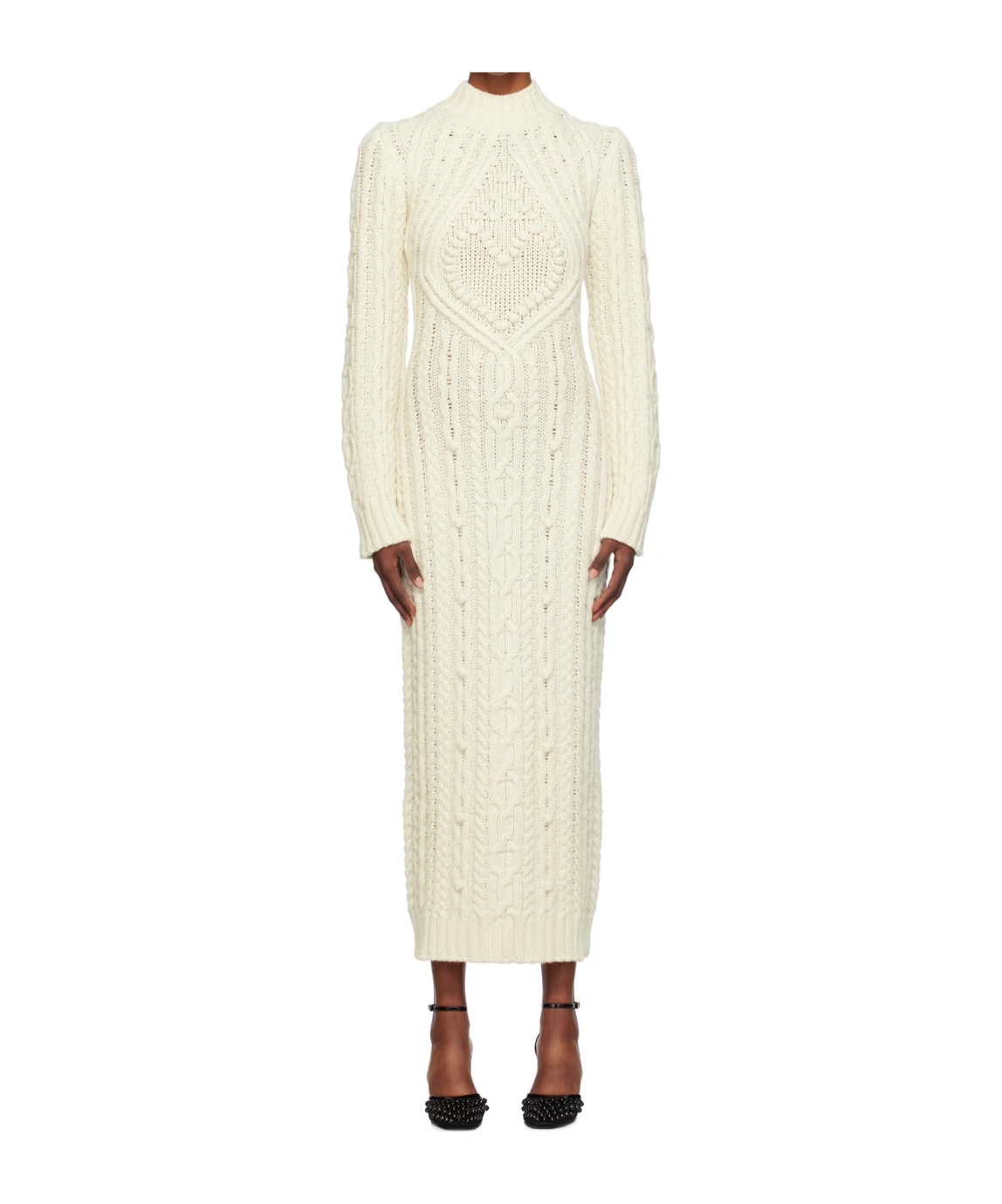 Jean Paul Gaultier Knitted Long-sleeved Dress In Neutral