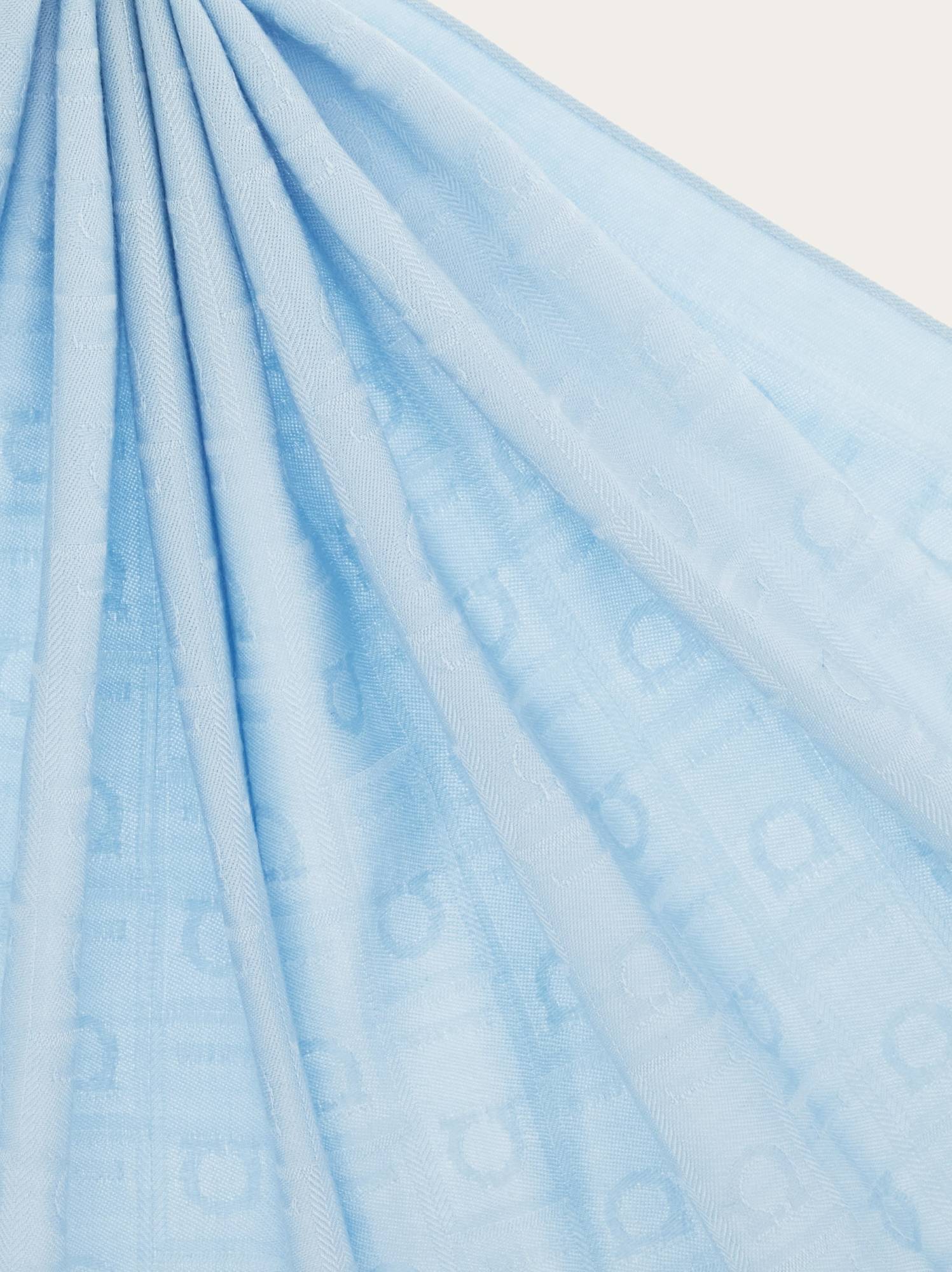 Ferragamo Monogram Jacquard Wool Shawl In Blue