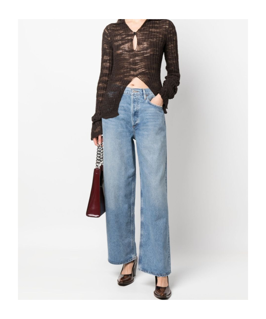 Agolde Low Slung Puddle Straight Leg Jeans In Blue