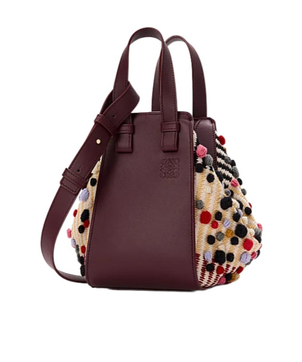 Loewe Embroidered Fabric Hammock Compact Shoulder Bag In Multi