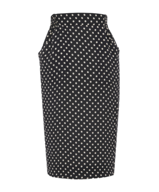 Saint Laurent Polka-dot Silk Skirt In Green