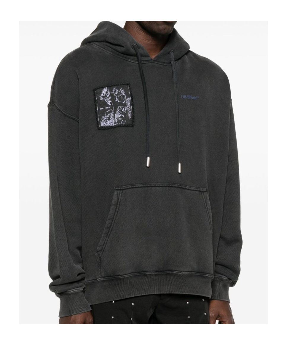 Off-white Off White Faded Painting Skate Cotton Hoodie In Black