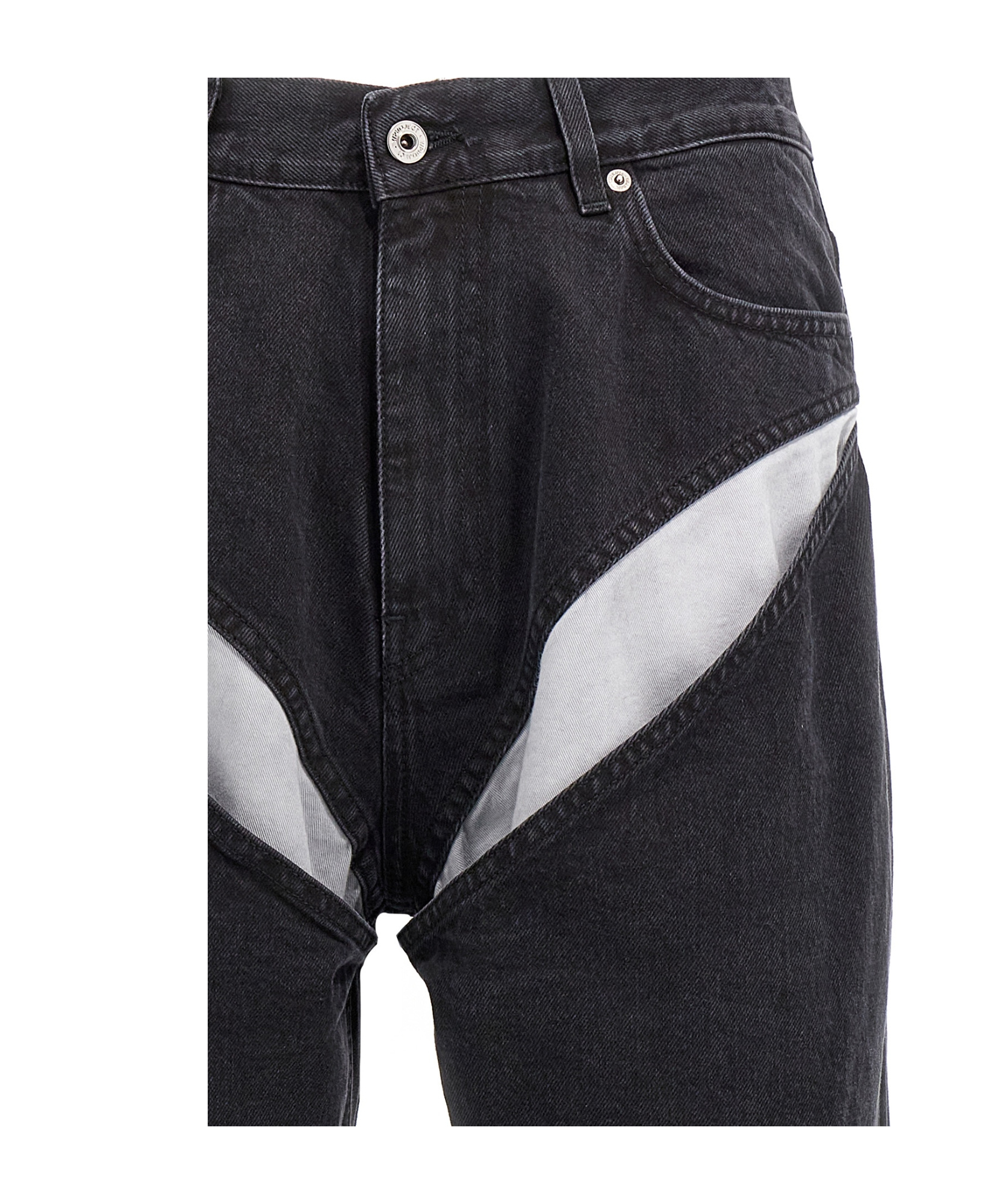 Y/project Black Evergreen Cut Out Jeans In Black