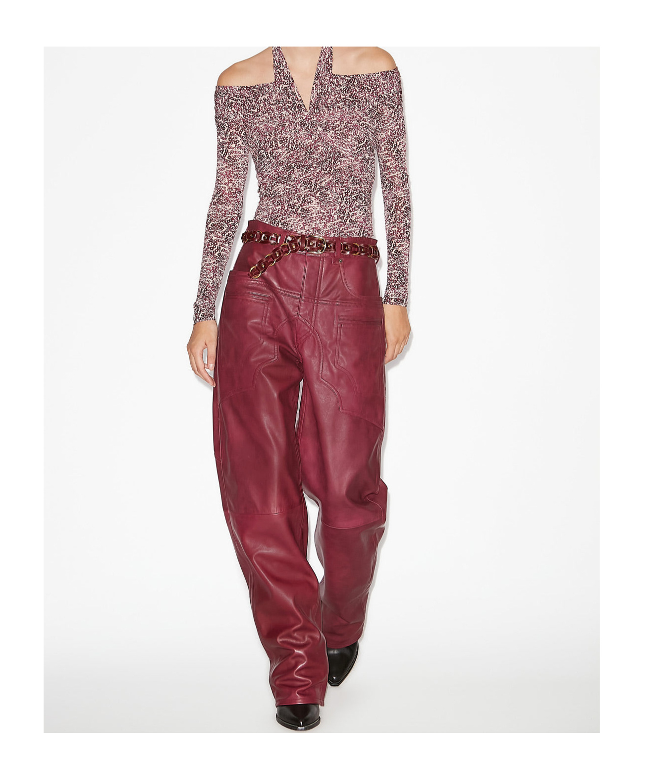 Isabel Marant Vonda Cold-shoulder Draped Top In Red