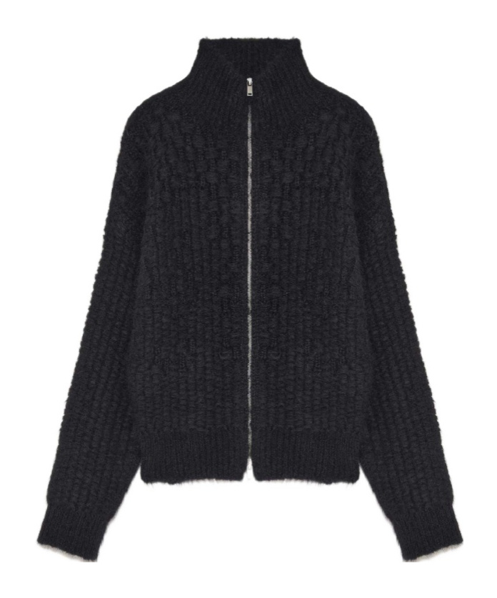 Jil Sander Basket Weave-knit Cardigan In Black