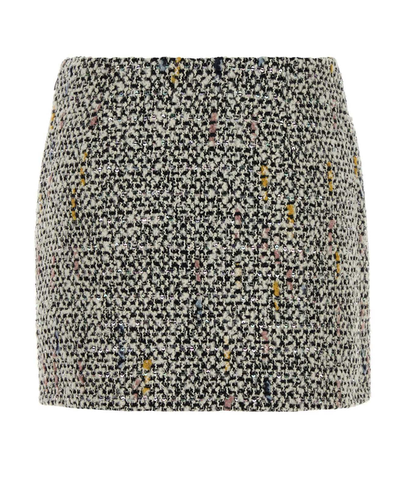 Alessandra Rich Multicolor Tweed Mini Skirt In Gray