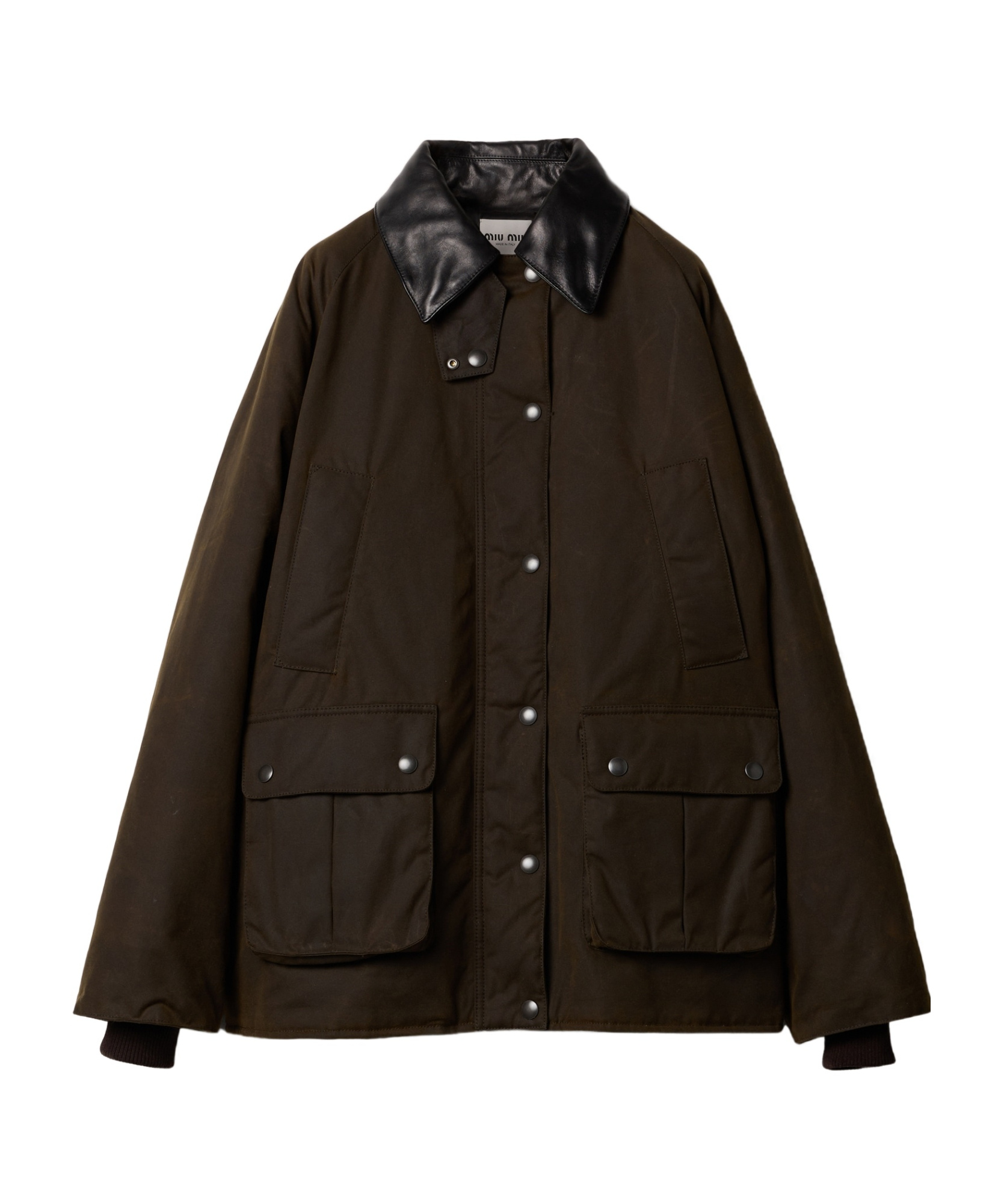Miu Miu Waxed Canvas Blouson Jacket In Black