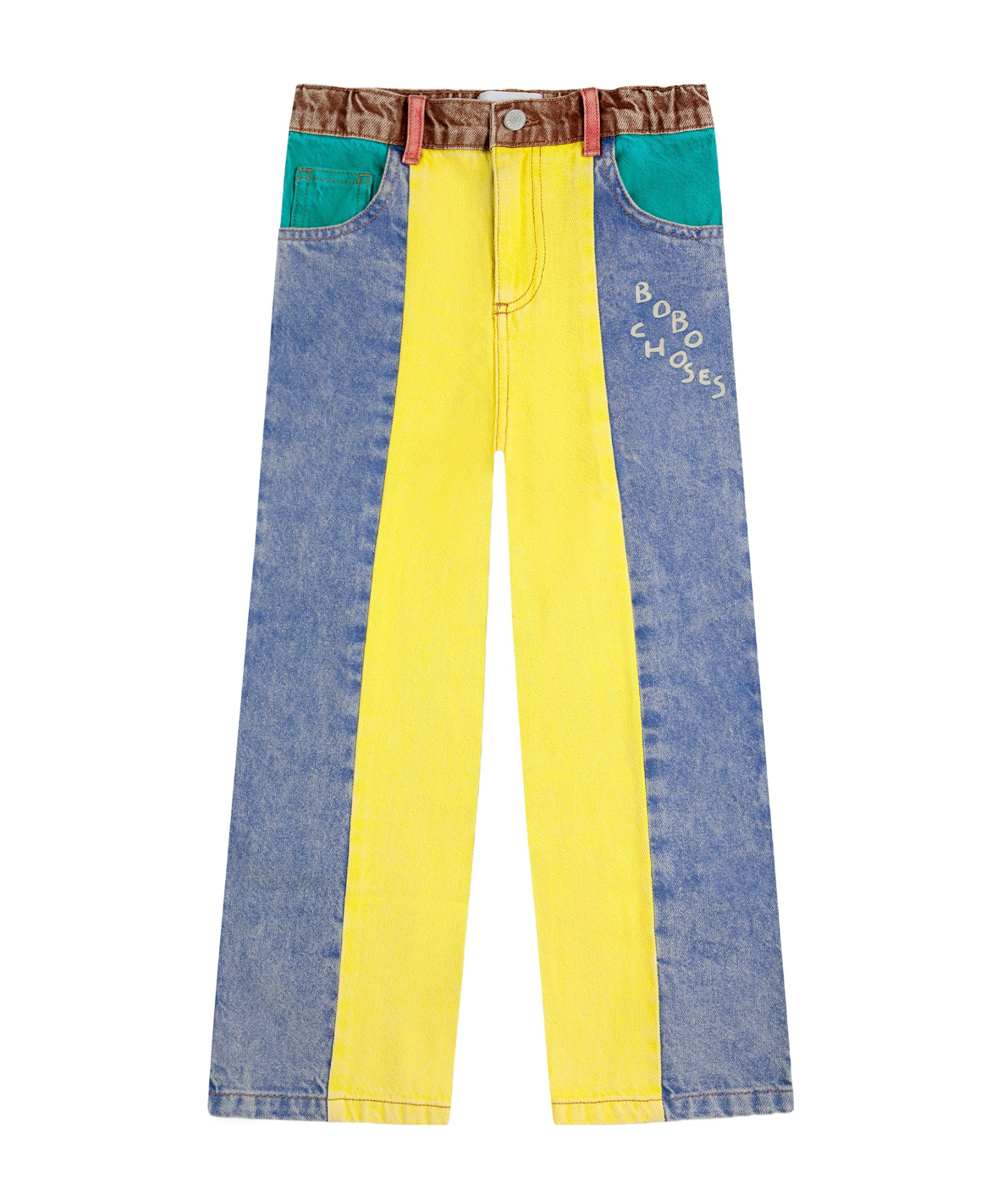 Bobo Choses Multicolor Jeans For Kids With Logo In Blue