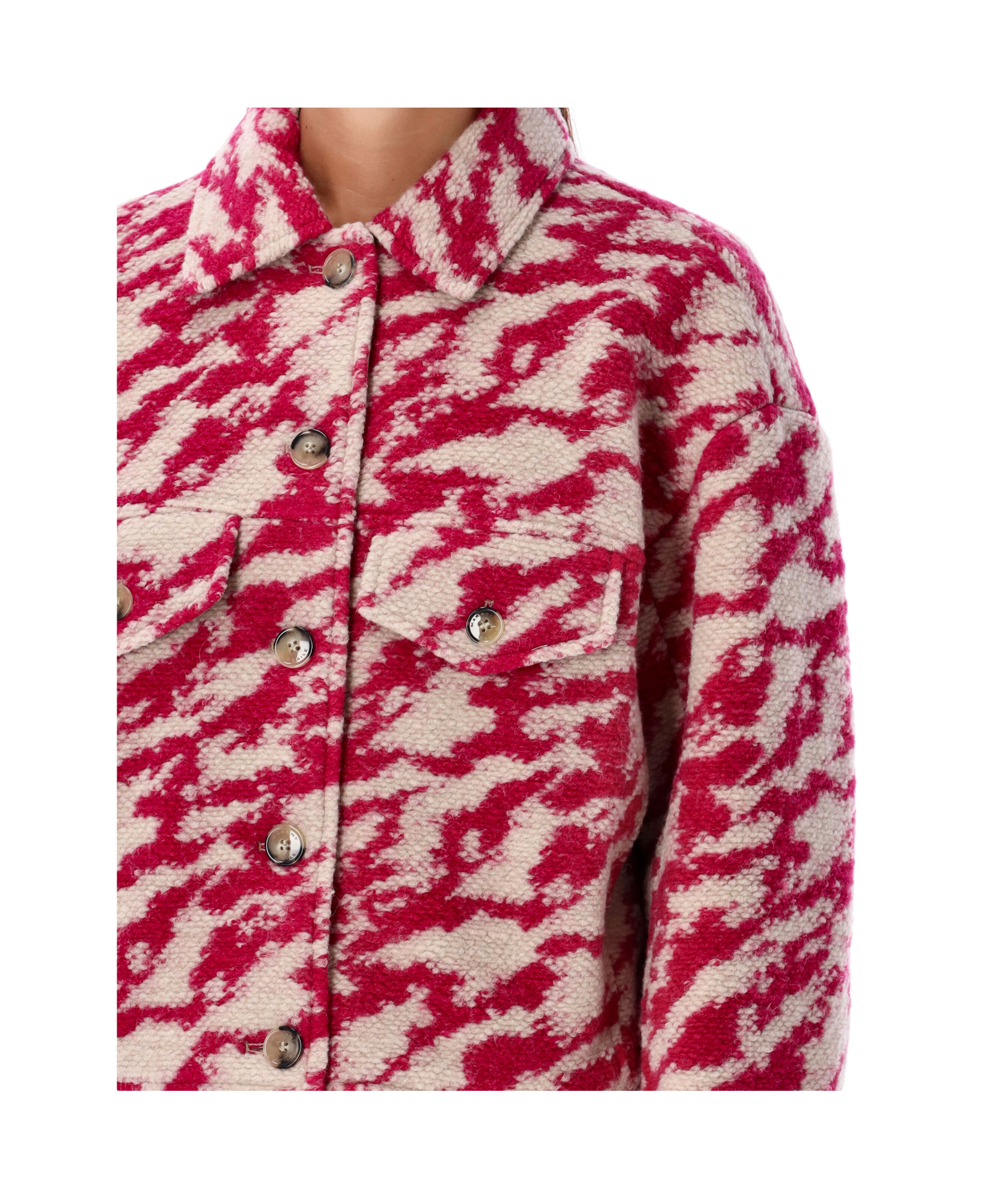 Isabel Marant Étoile Cropped Jacket Patterned Chest Pockets In Multicolor