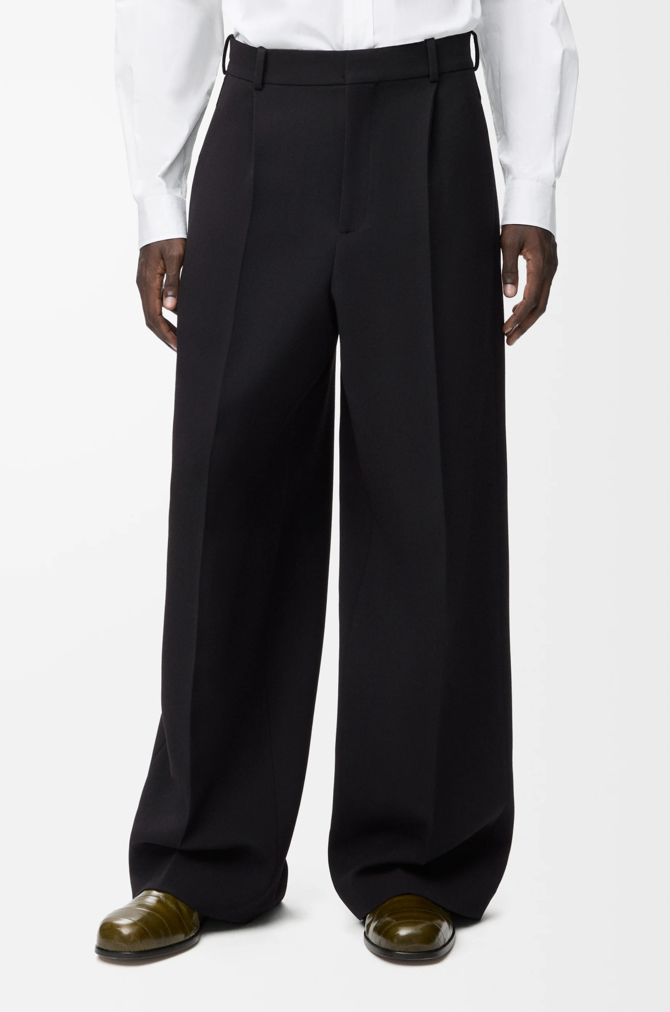 Loewe Wide Leg Trousers In Wool In Black