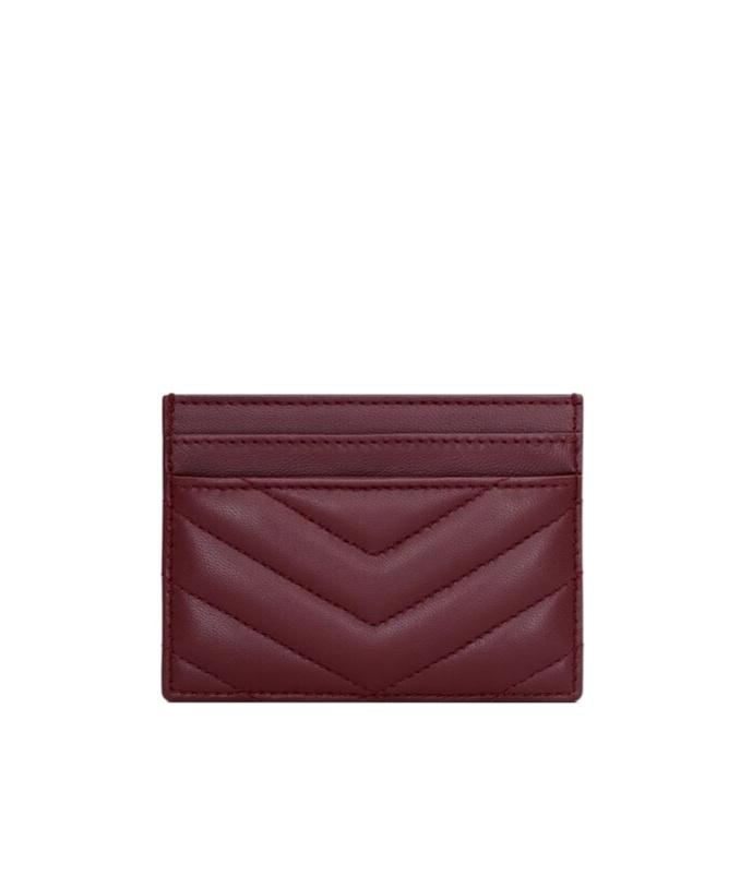 Saint Laurent Cassandre Card Case In Lambskin In Red