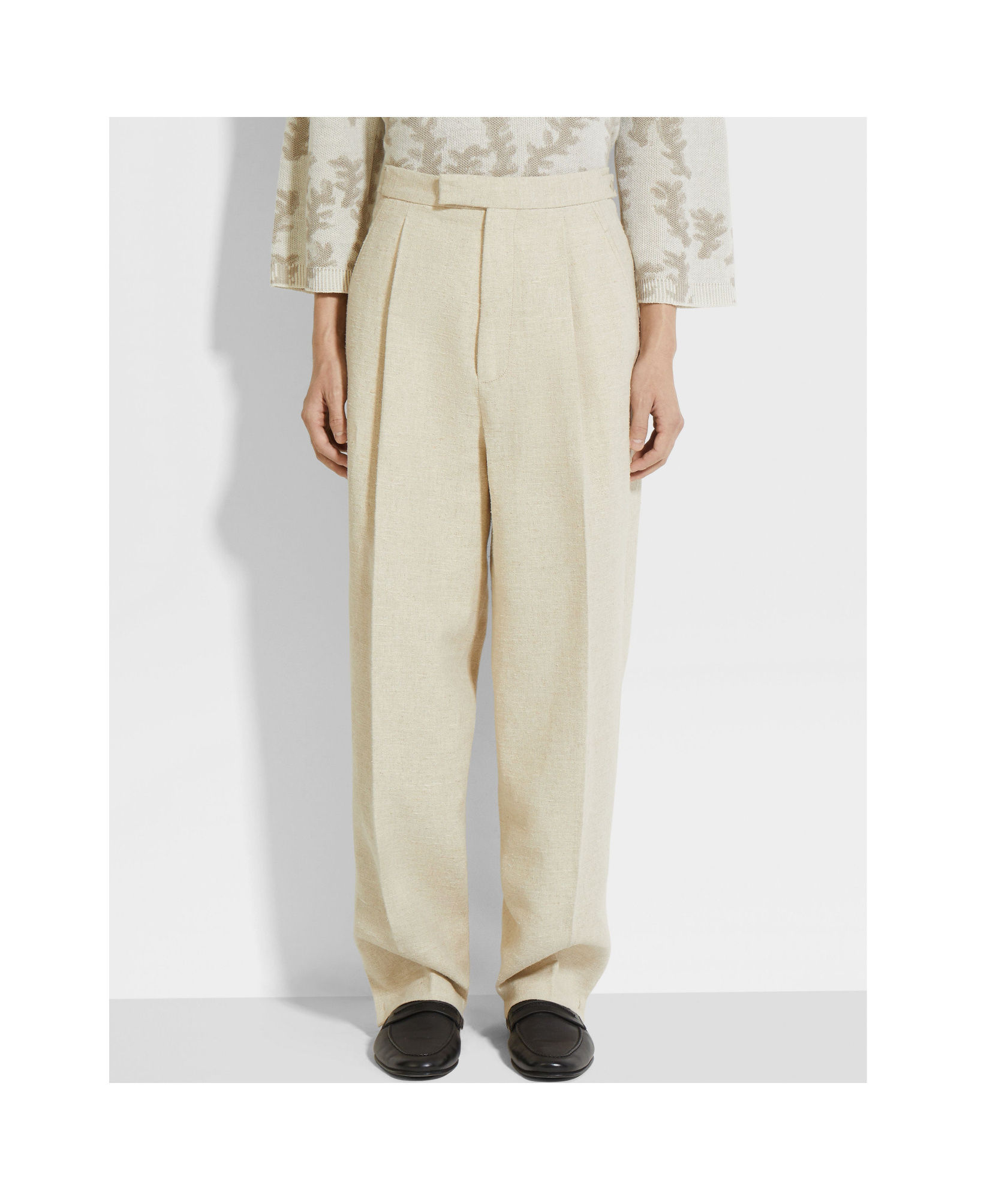 Shop Zegna Light Beige Linen And Silk Blend Pants