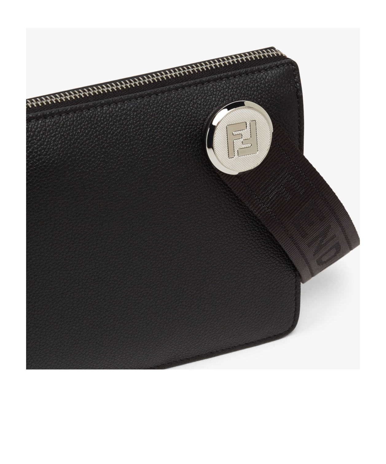 Fendi Roma Leather Clutch Bag In Black