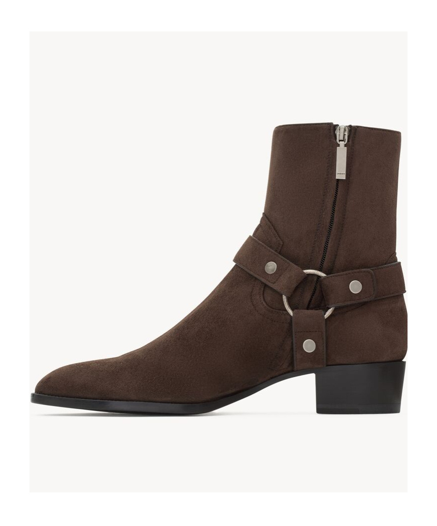 Saint Laurent Zippered Short Boots In Green