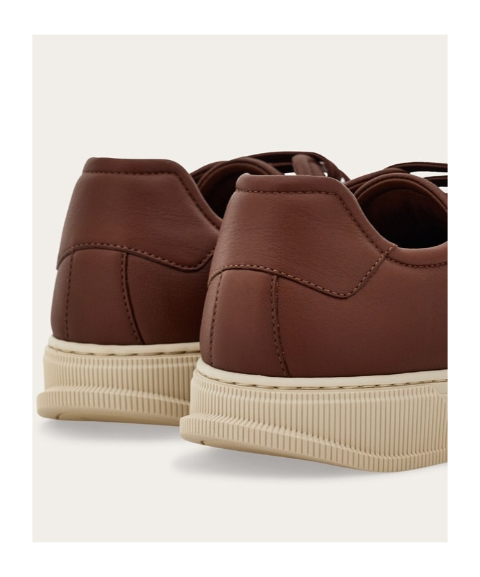 Ferragamo Calf Leather Low-top Sneakers In Brown