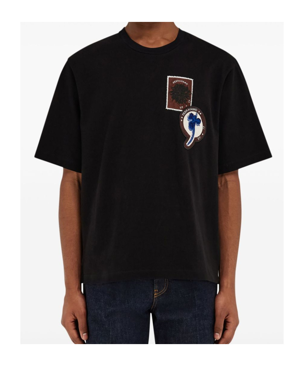 Ferragamo Logo Patch T-shirt In Black