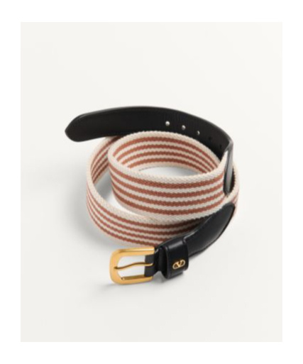 Valentino Stripe Pattern Jacquard Waist Belt In Nude
