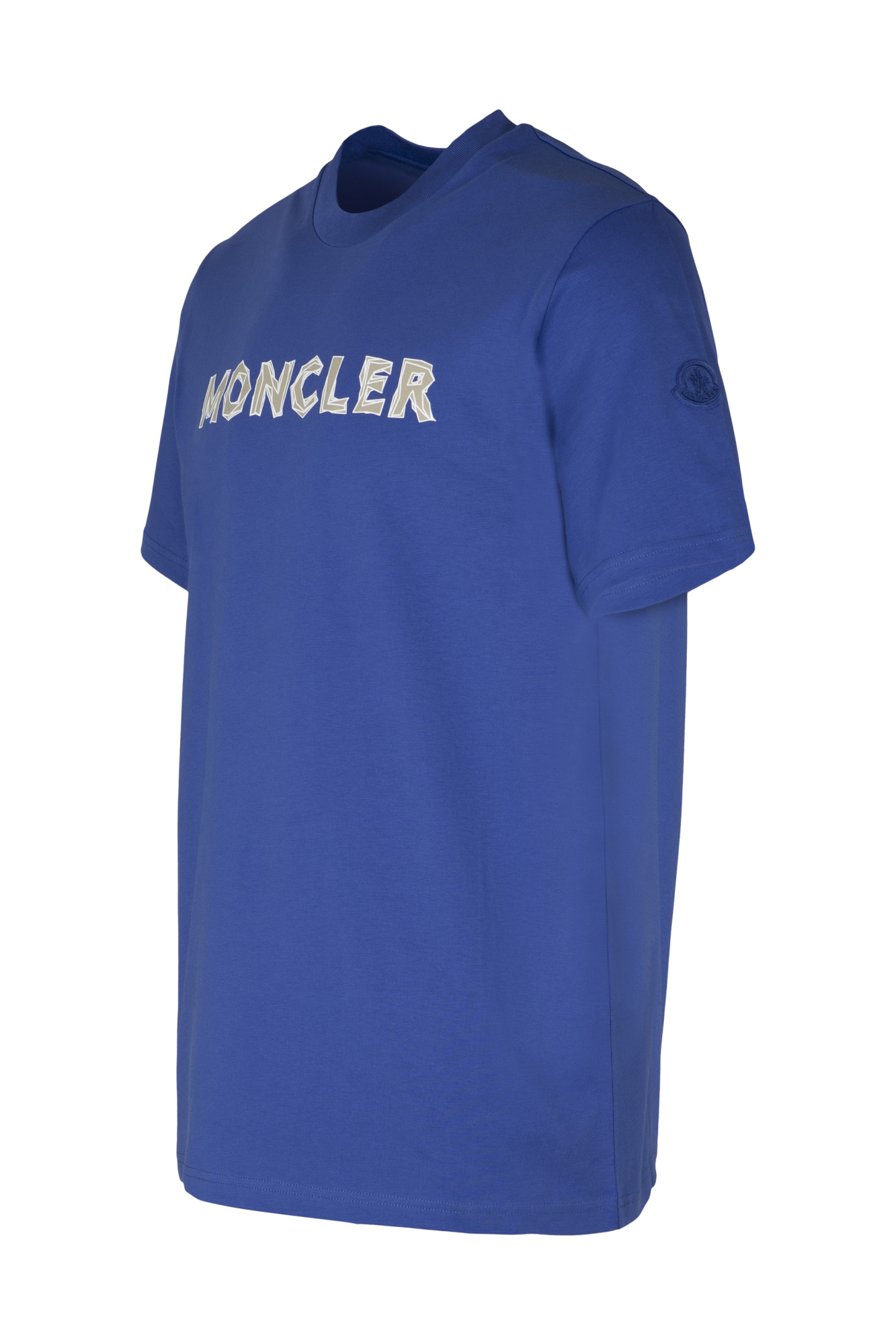 Moncler Short Sleeve Crew Neck Cotton T-shirt In Blue