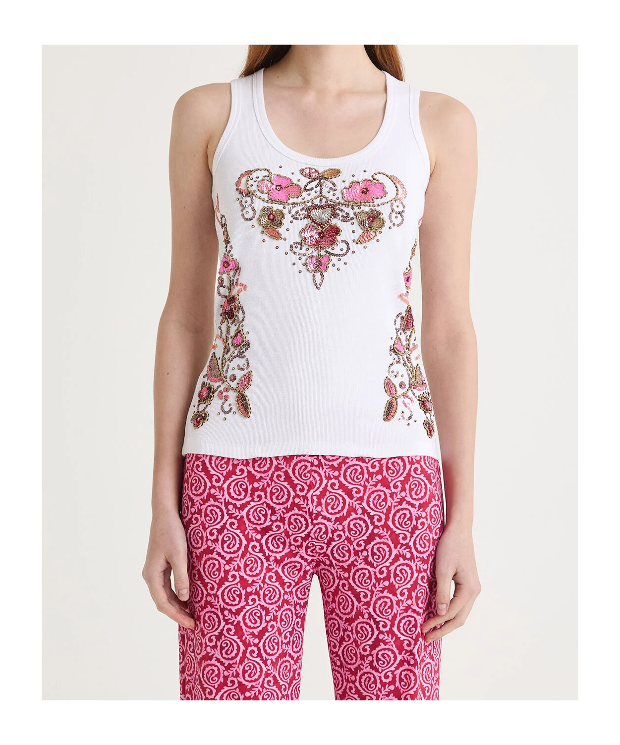 Maliparmi Precious Embroidery Tank Top