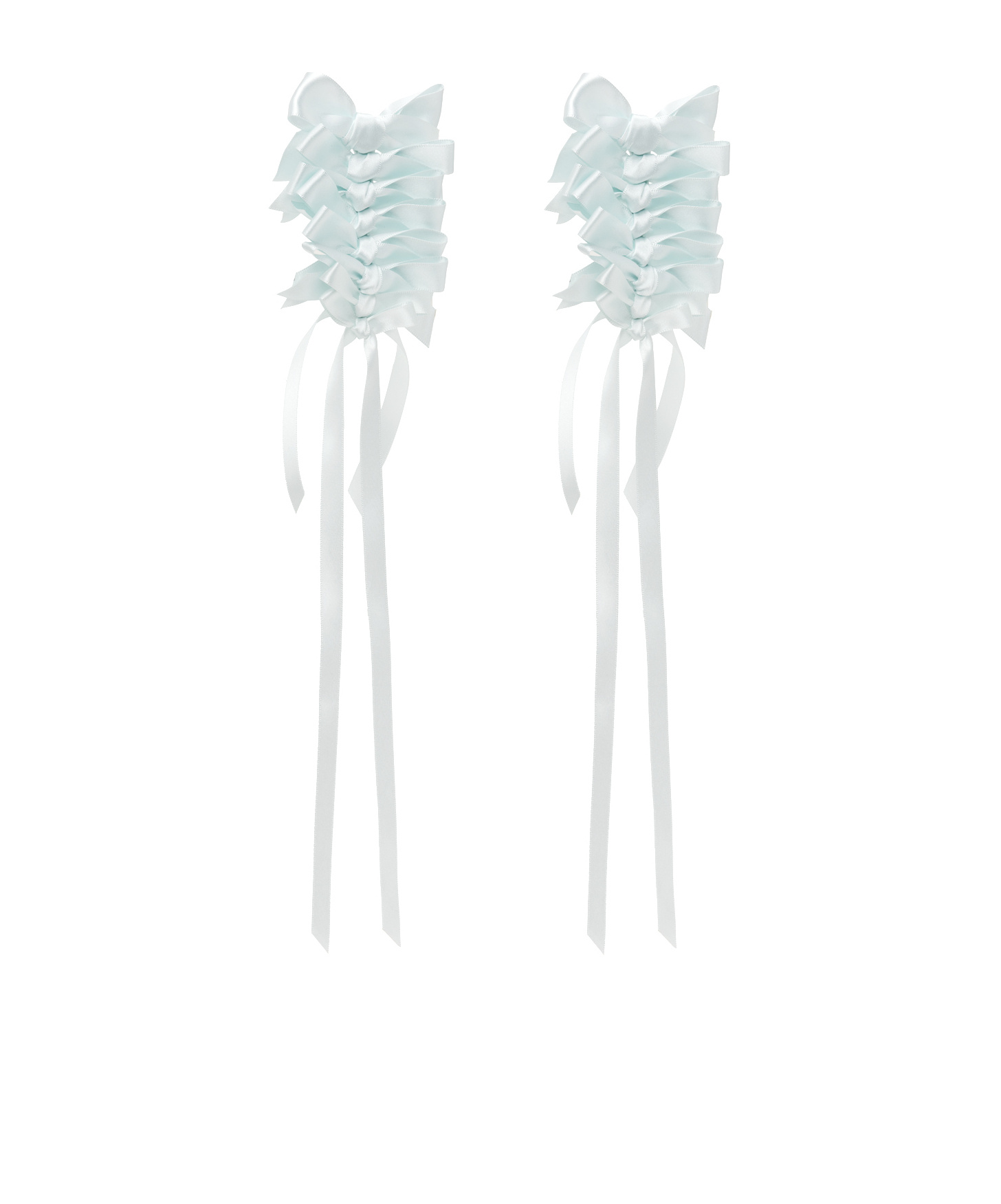 Simone Rocha Blue Long Rosette Bow Earrings In White