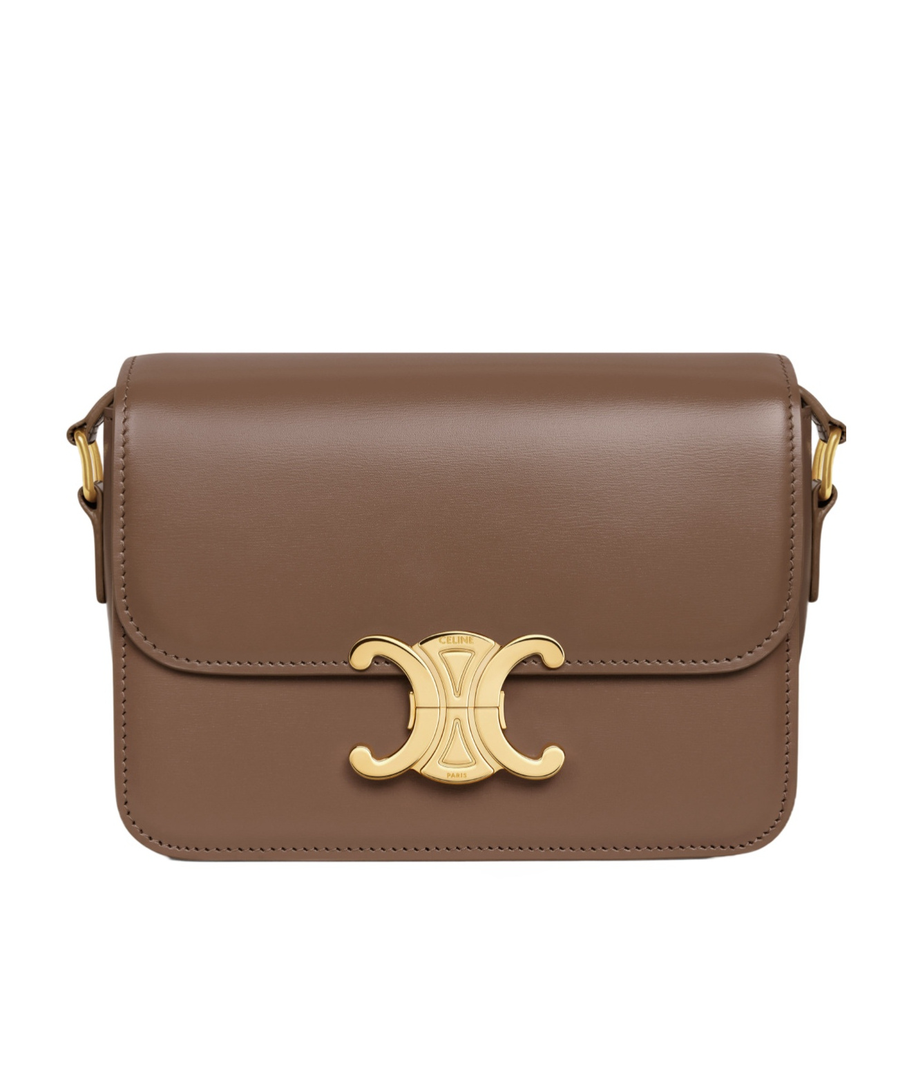 Celine Logo Shoulder Bag In Brown