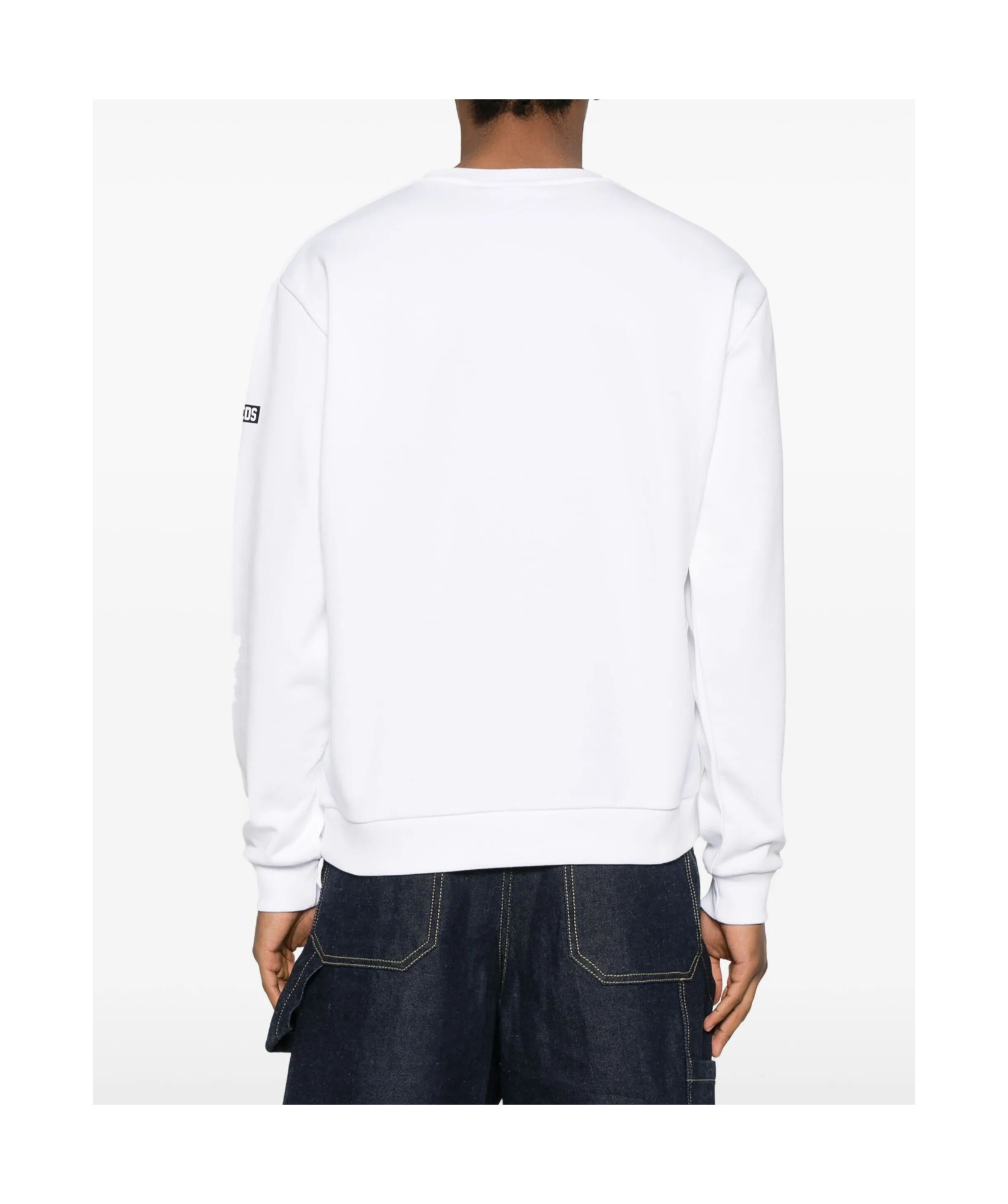 Gcds Long-sleeved Crewneck Sweatshirt In White