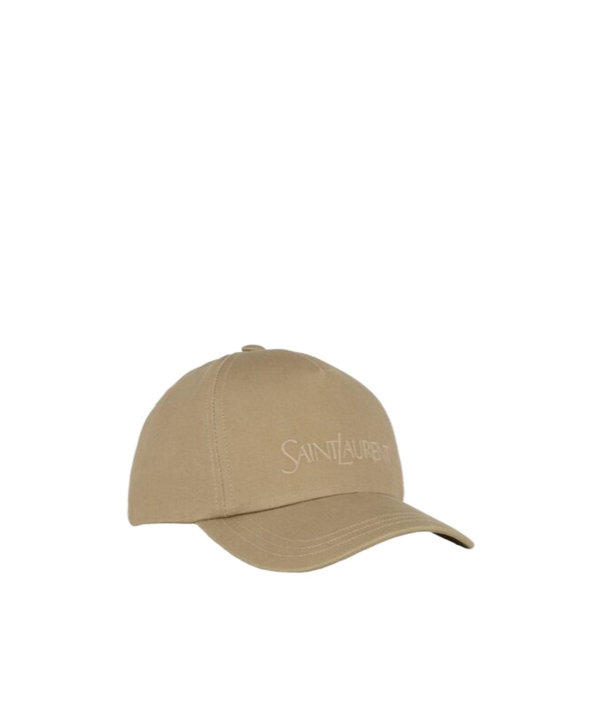 Saint Laurent Logo Embroidery Baseball Cap In Nude