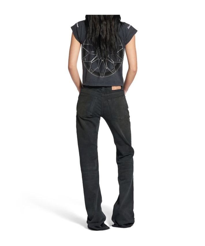 Balenciaga Women's I Automobili Lamborghini Shrunk T-shirt In Black Faded