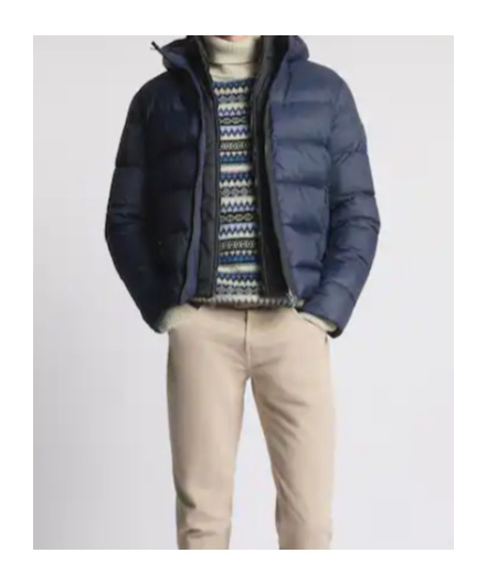 Fay Quilted Down Hooded Jacket In Blue