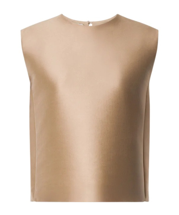 Alberta Ferretti Mikado Sleeveless Tank Top In Brown