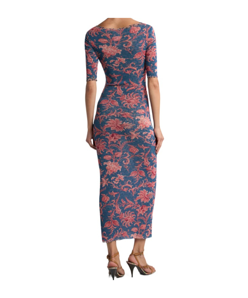 Etro Floral-motif Tulle Midi Dress In Multi