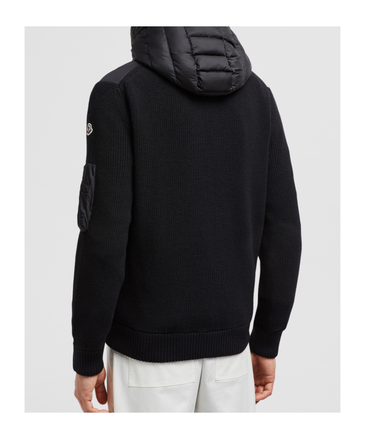Moncler Mens Black Hybrid Padded Knitted Cardigan Xxl In Black