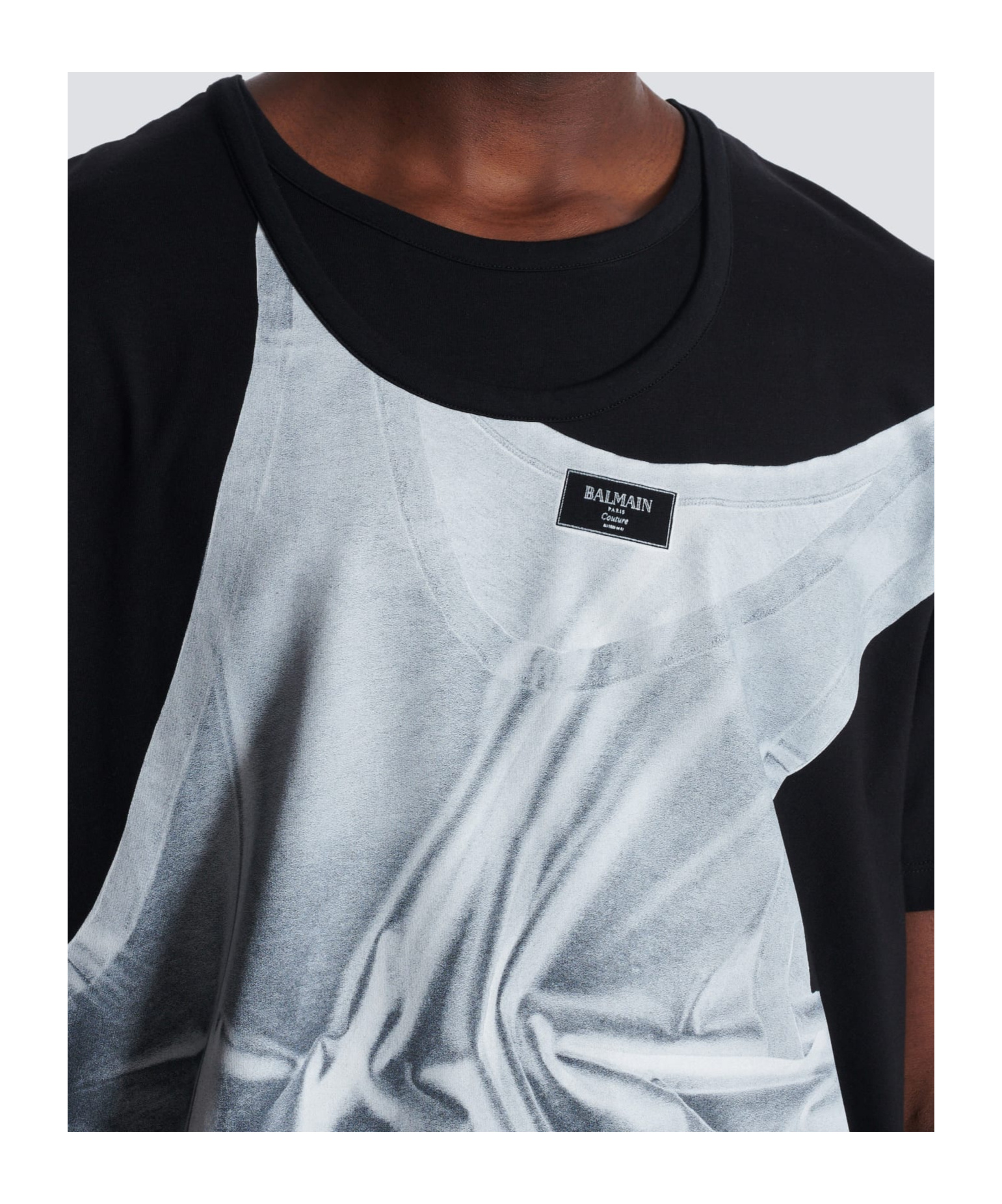 Shop Balmain T-shirt With Tank Top Print In Black
