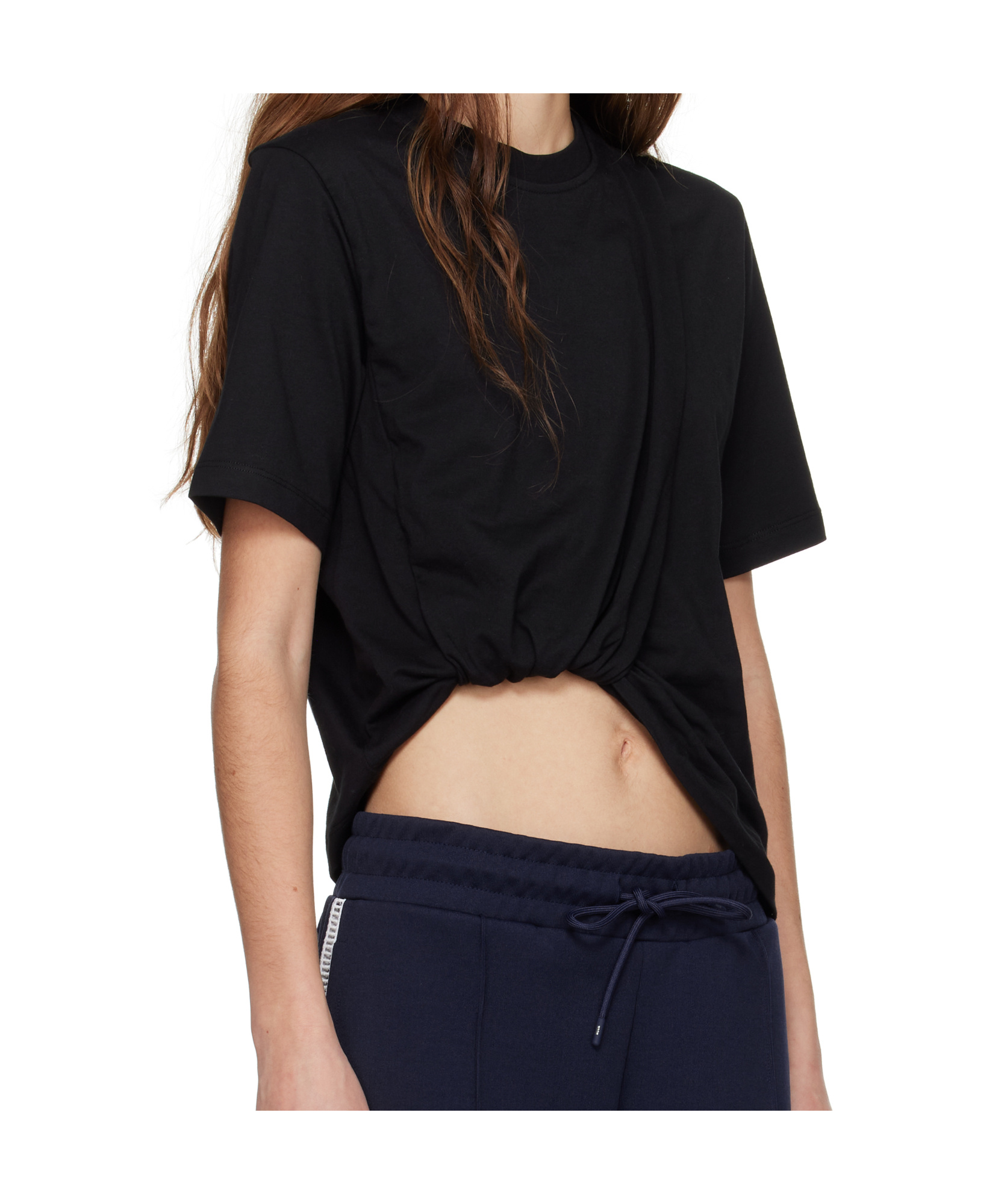 Msgm Asymmetrical T-shirt Knot Detail In Black