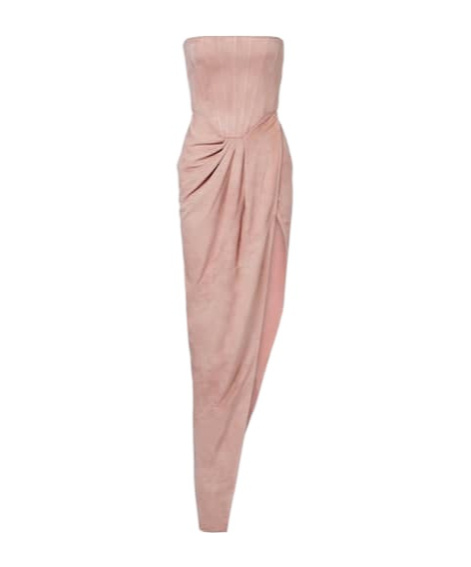 Alex Perry Draped Suede Bustier Dress In Pink