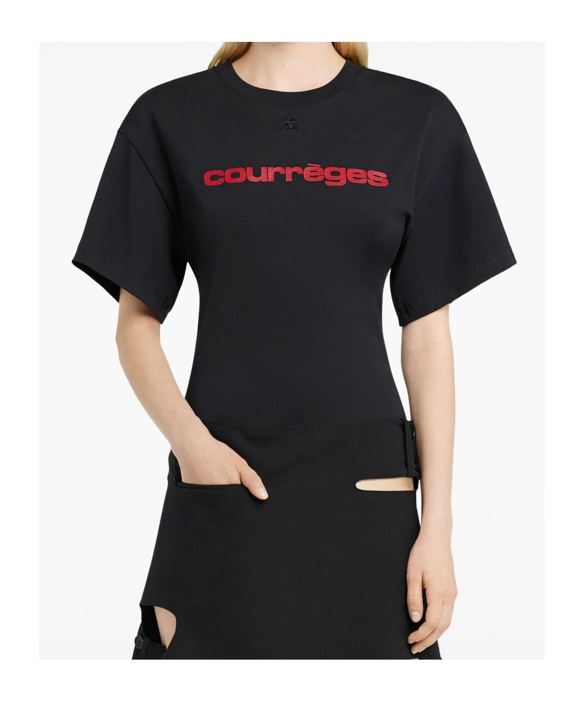 Shop Courrèges Logo-print T-shirt In Black