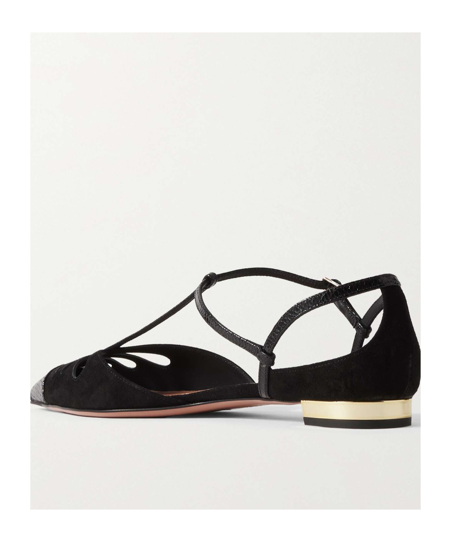 Aquazzura Suede Camille Flats In Black