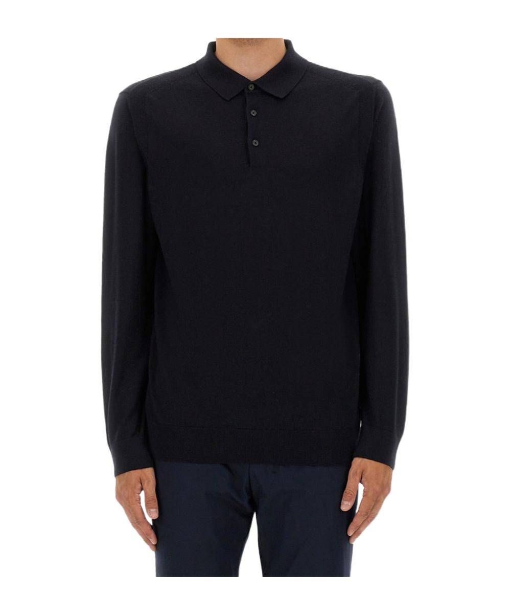 Hugo Boss Boss Camel Classic Knitted Polo With Three-button Placket In Black