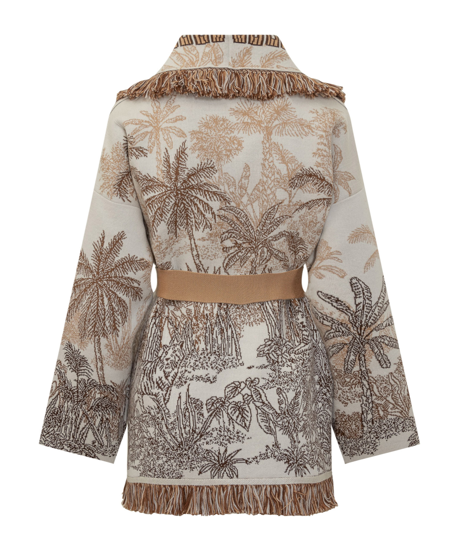 Alanui Jungle Toile De Jouy Wool Blend Cardigan In Nude