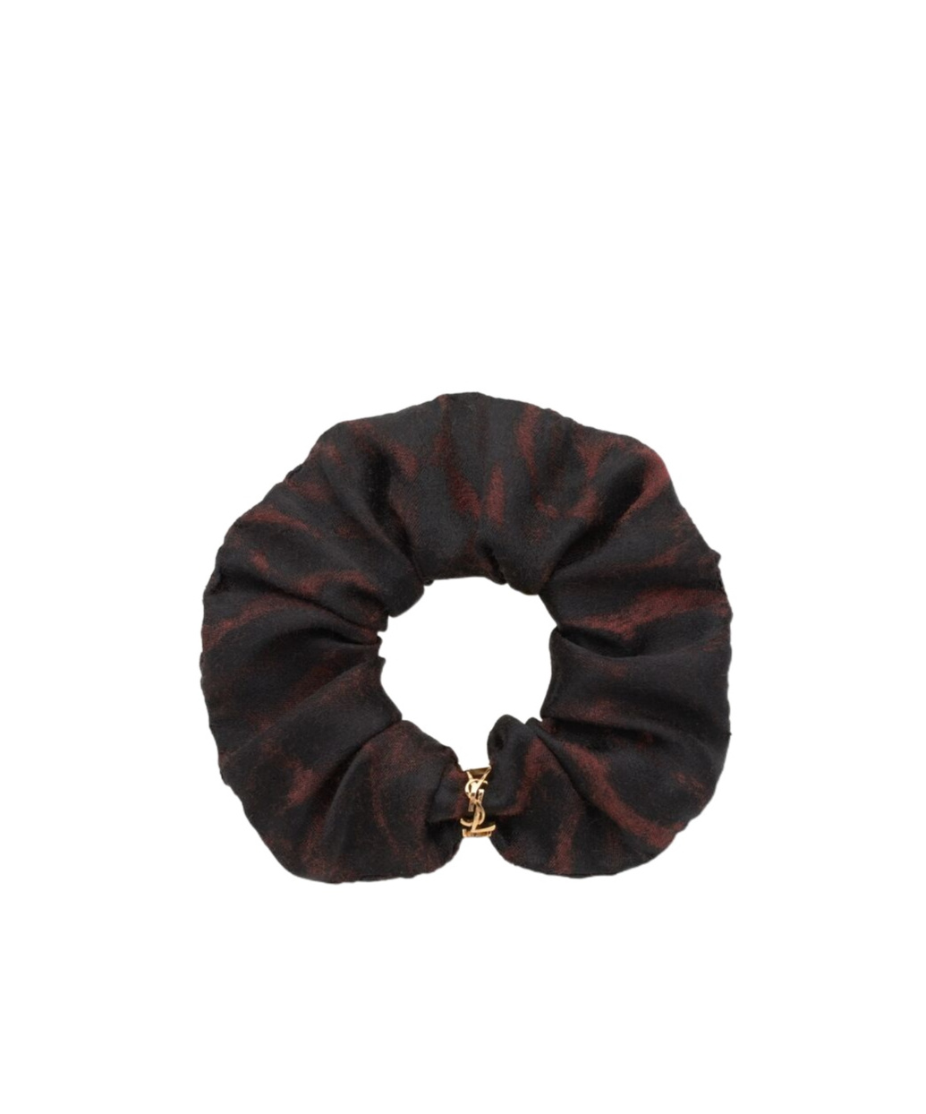 Saint Laurent Cassandre Scrunchie In Silk And Cashmere Jacquard In Black
