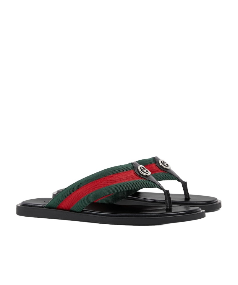 Gucci Gg Web Stripe Slides In Multi