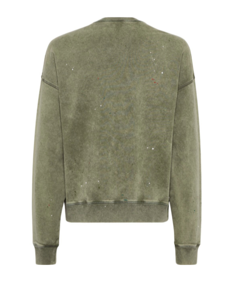 Dsquared2 Relaxed Fit Crew Neck Sweater With Distressed Detailing In Green