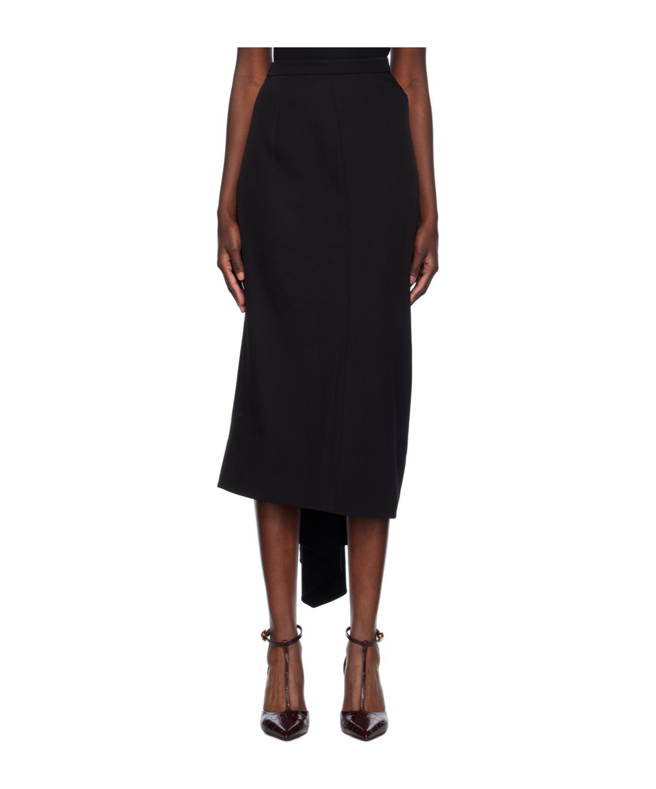 Erdem Falling Skirt With Slit In Black