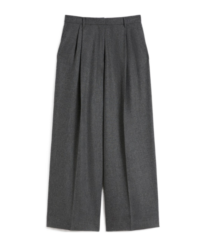 Max Mara Wide-fit Wool Flannel Trousers In Gray