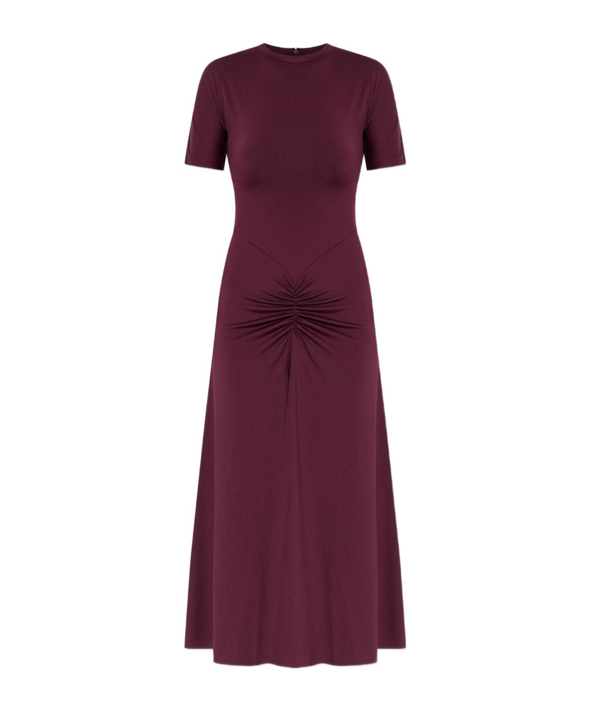 Victoria Beckham Gathered Waist T-shirt Midi Dress Merlot In Burgundy