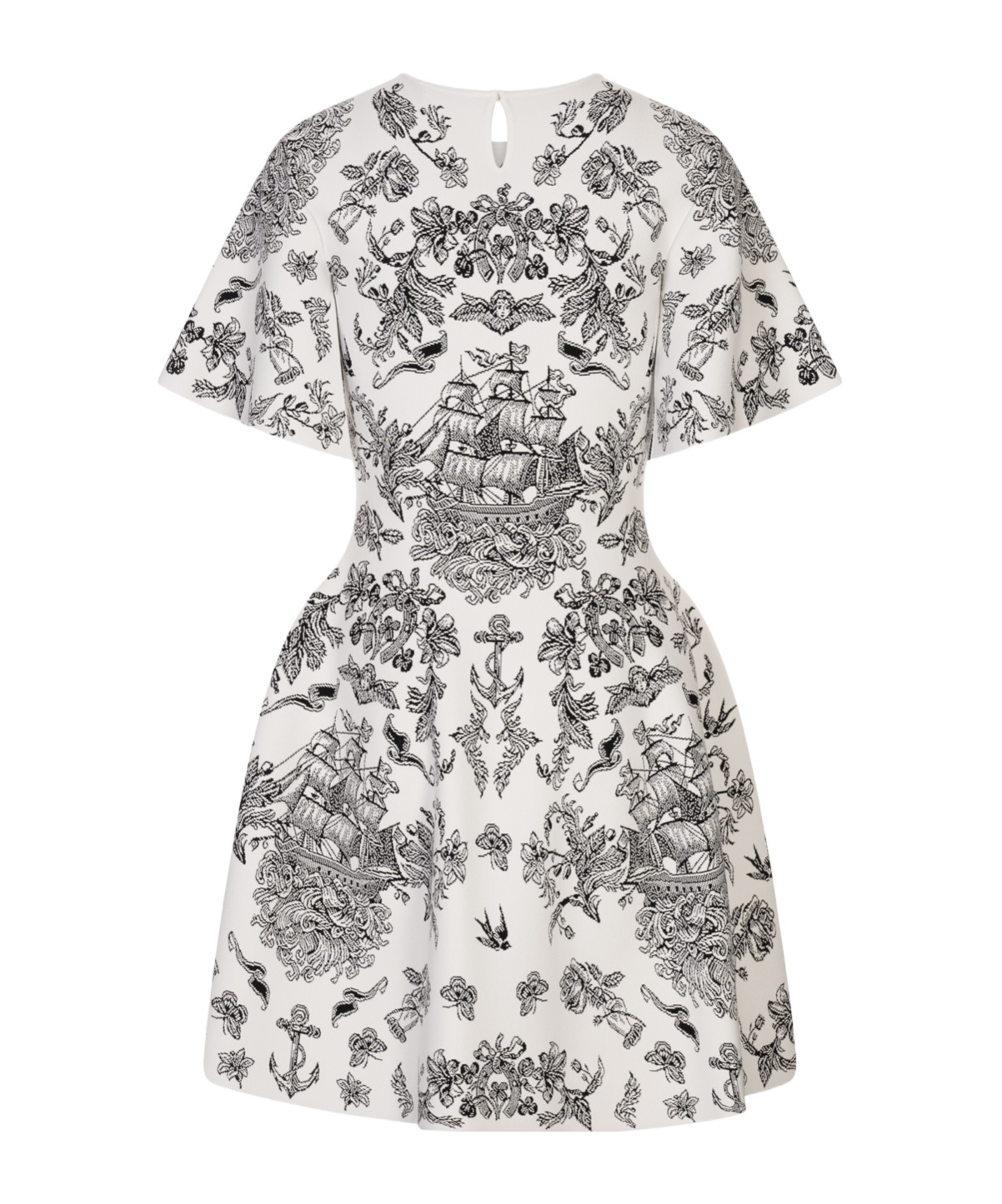 Alexander Mcqueen Short Sleeve Dress In Gray